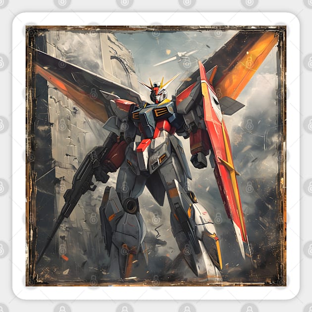 Winged Warriors: Gundam Wing, Mecha Epic, and Anime-Manga Legacy Unleashed Sticker by insaneLEDP